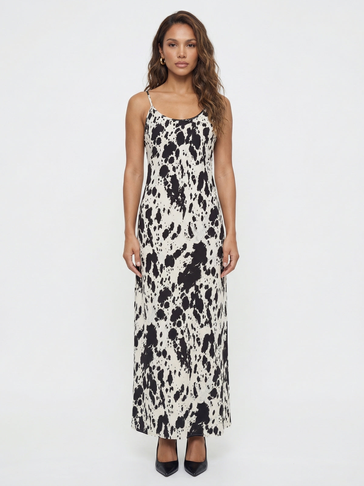 Gaia Cow Print Maxi Dress
