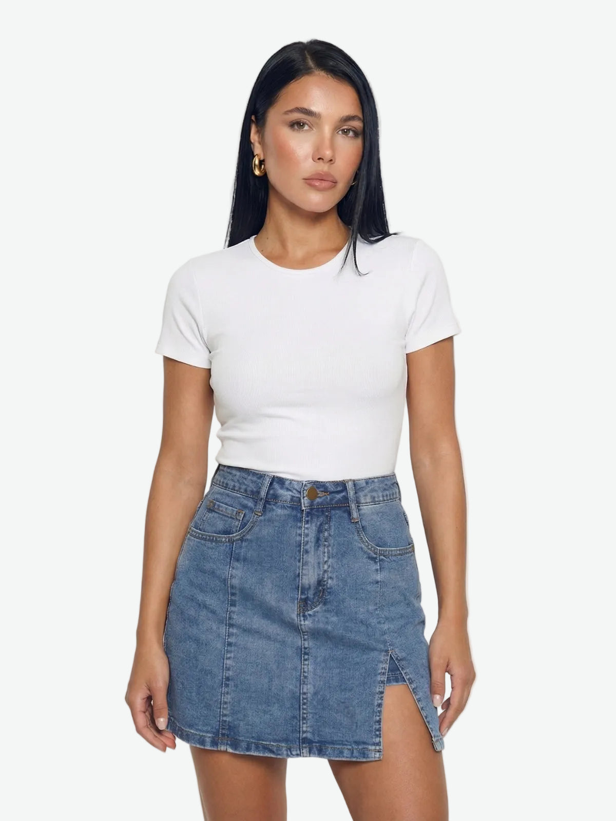 High Waist Denim Mini Skirt
