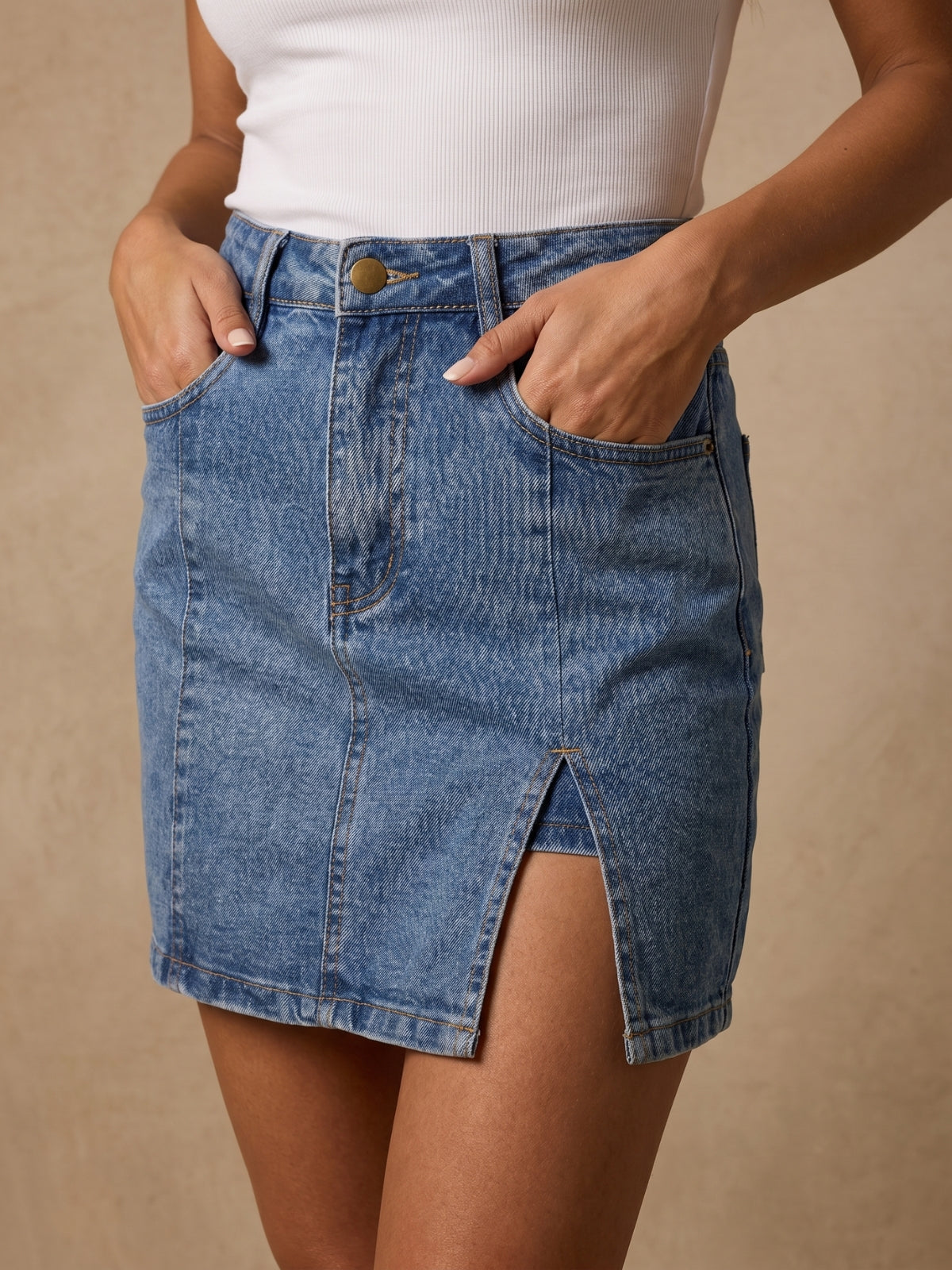 High Waist Denim Mini Skirt