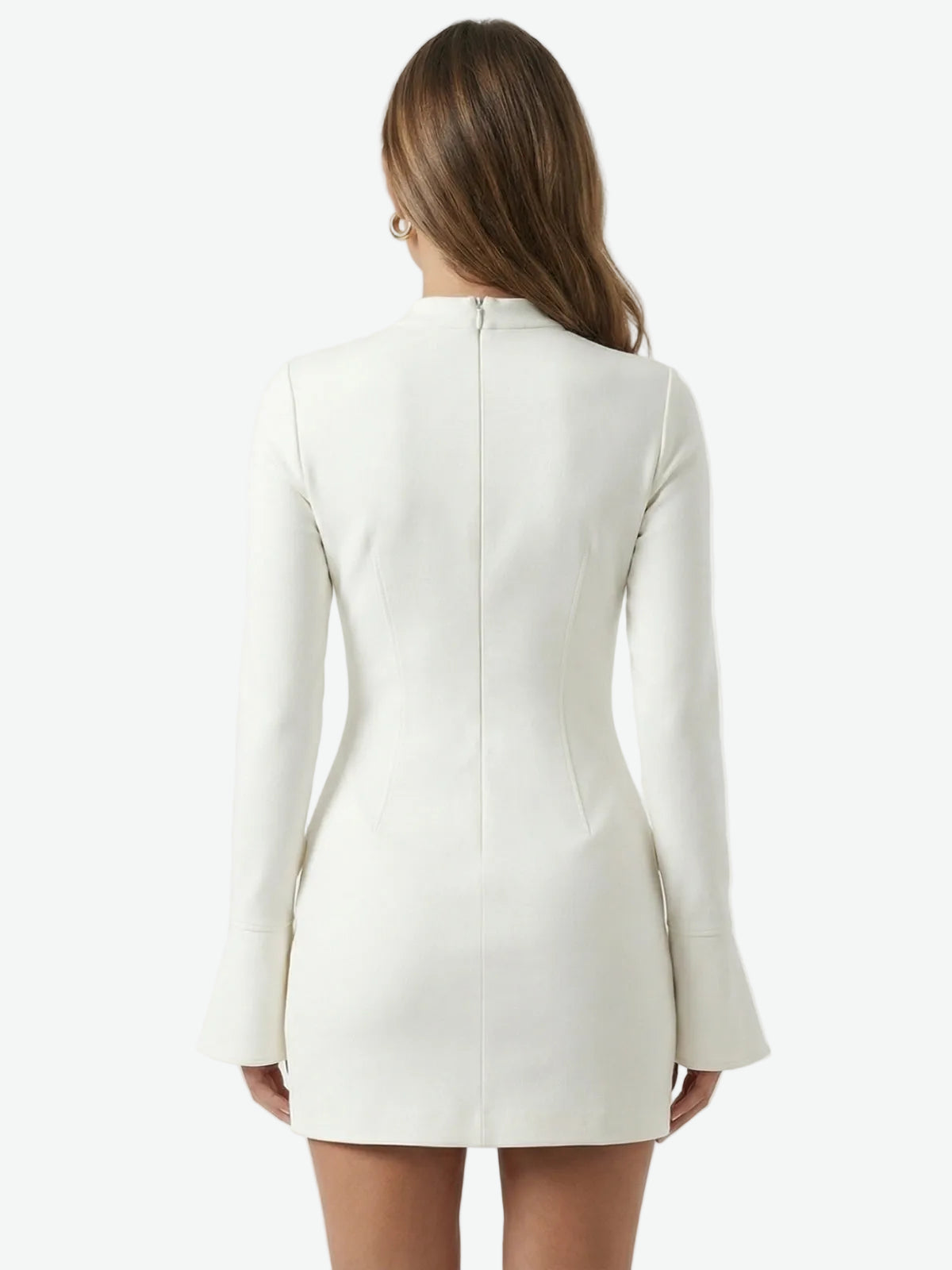 Mock Neck Flare Cuff Mini Dress