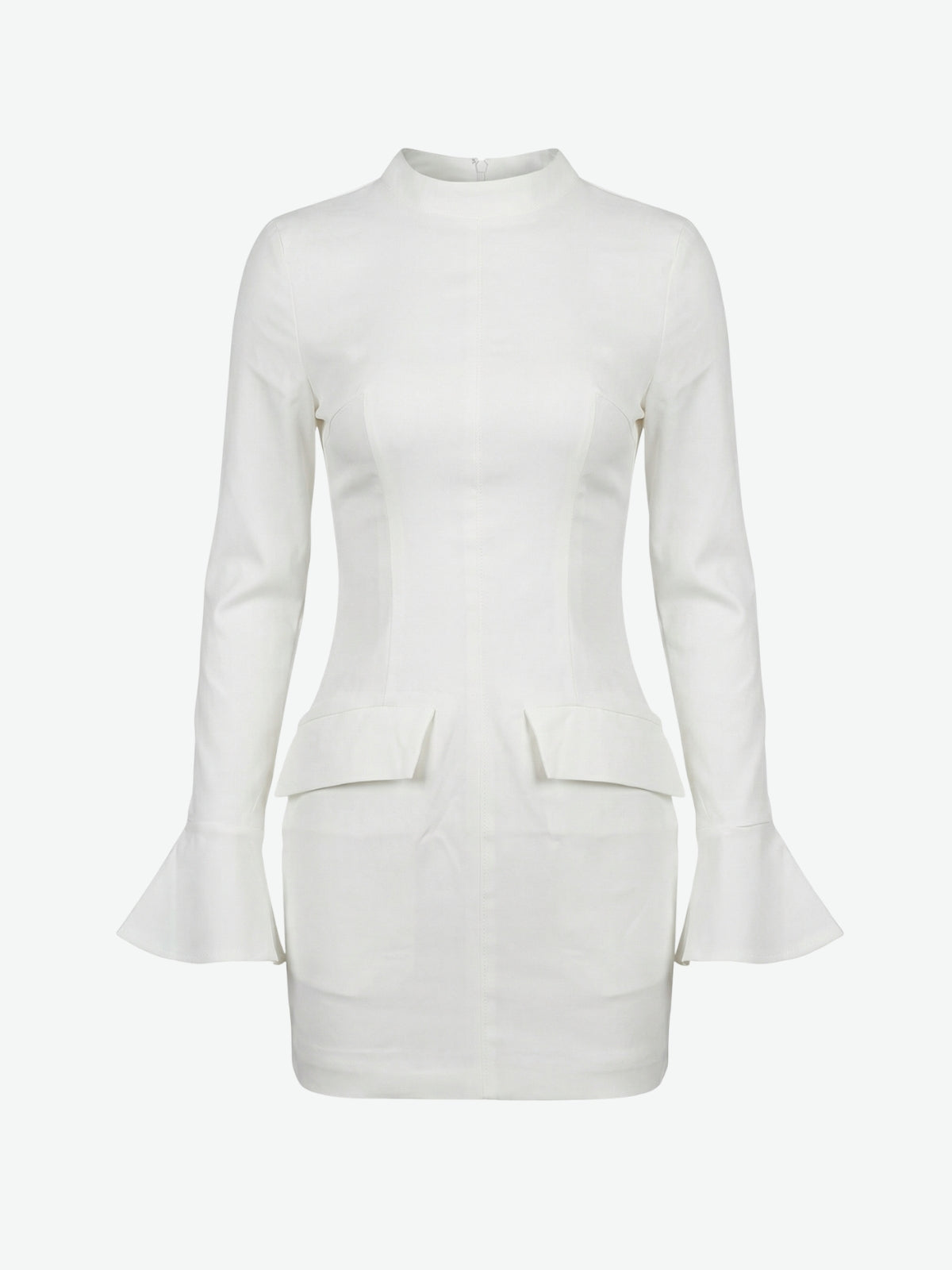 Mock Neck Flare Cuff Mini Dress
