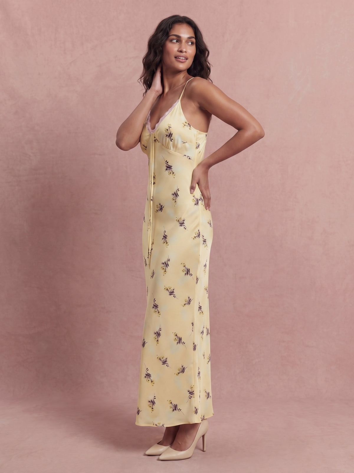 Seraphine Floral Satin Maxi Dress