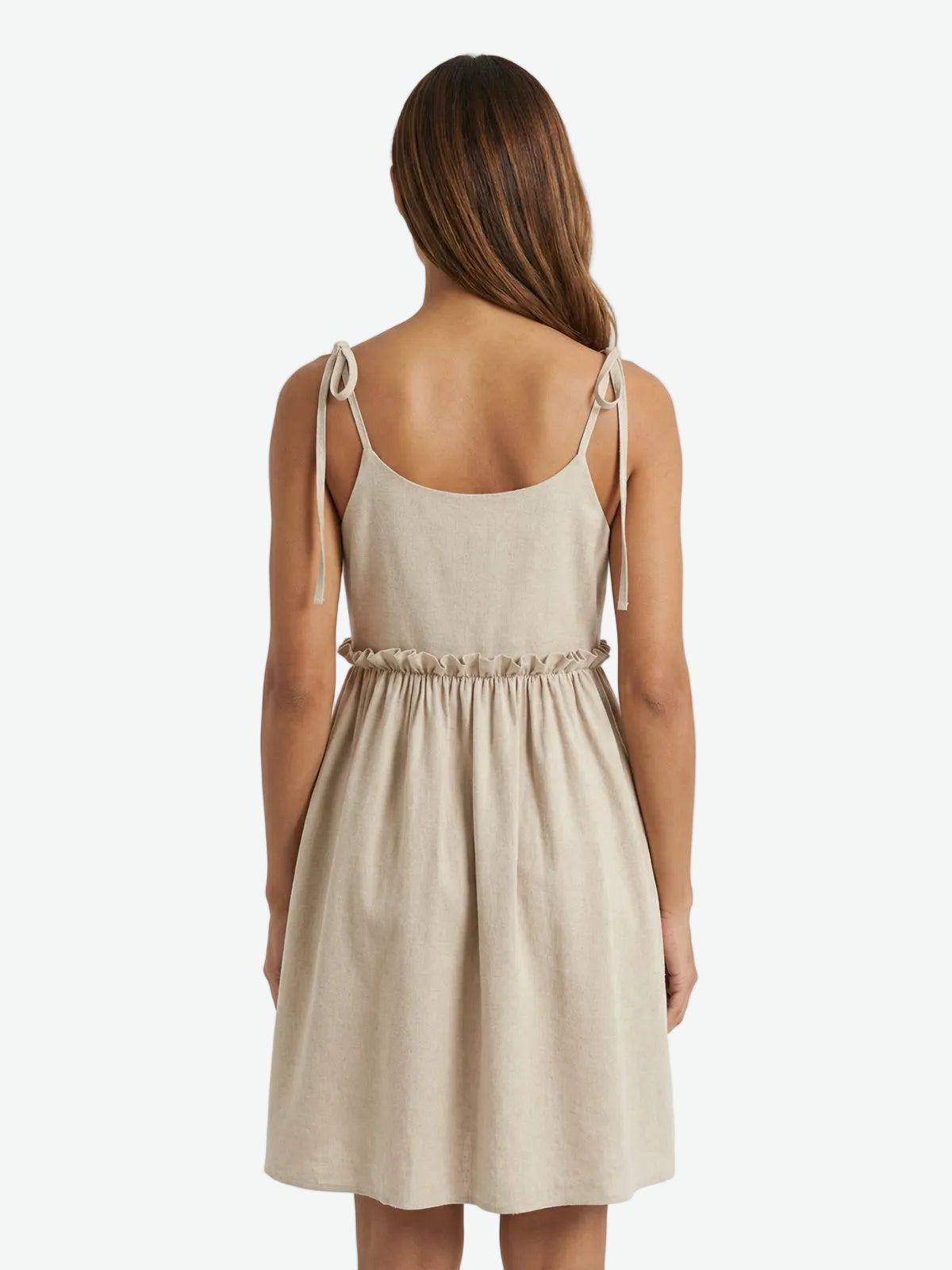 Tie-Shoulder Frill Mini Dress
