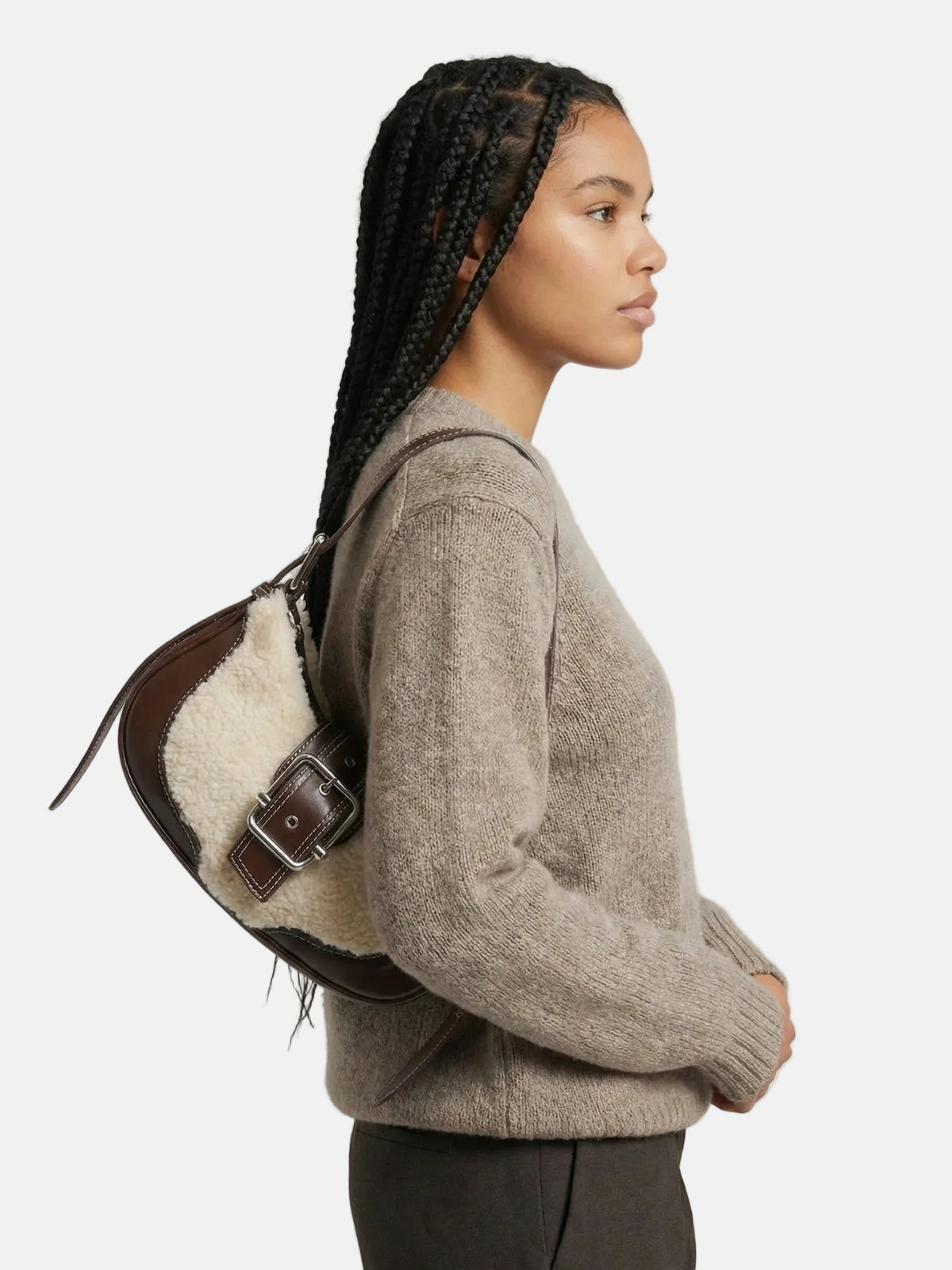Amber Faux Fur Leather Shoulder Bag