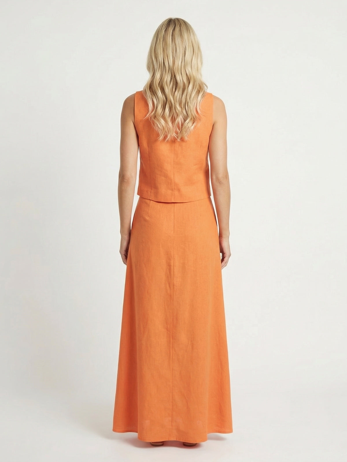 Aisha Linen Waistcoat & Maxi Skirt Set