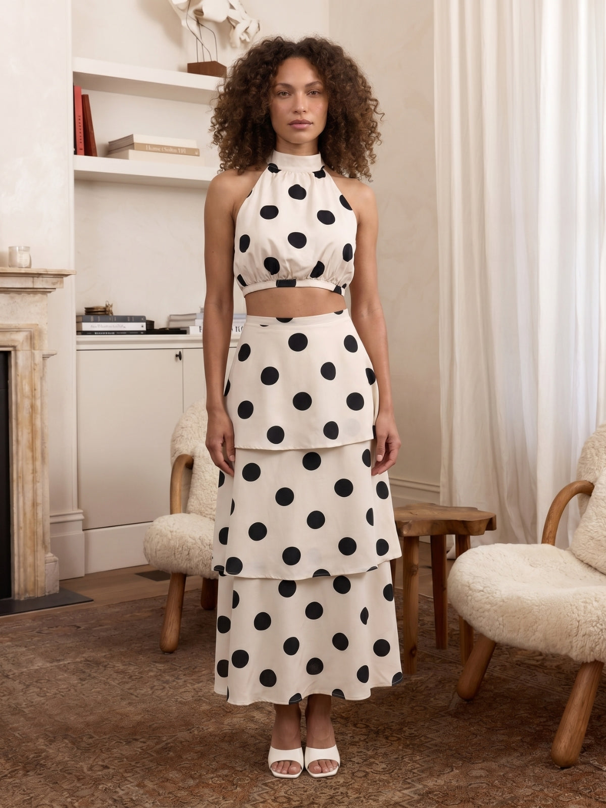 Amaya Polka Dot Crop Top & Maxi Skirt Set