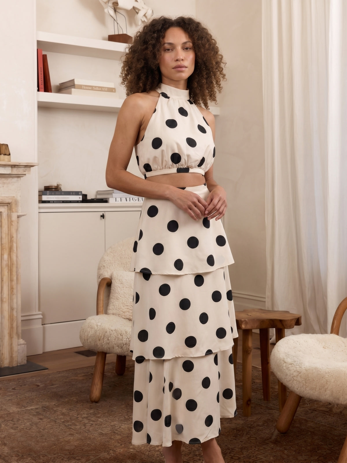 Amaya Polka Dot Crop Top & Maxi Skirt Set