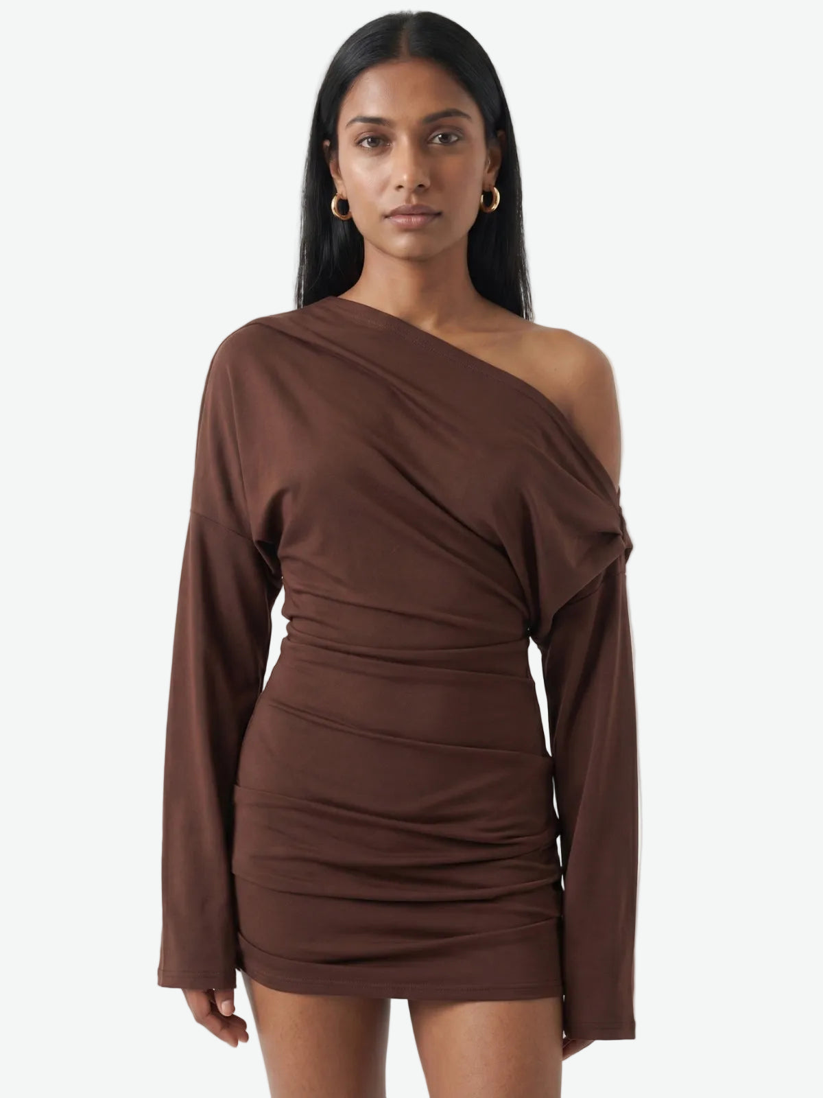 Azra Off-Shoulder Draped Mini Dress