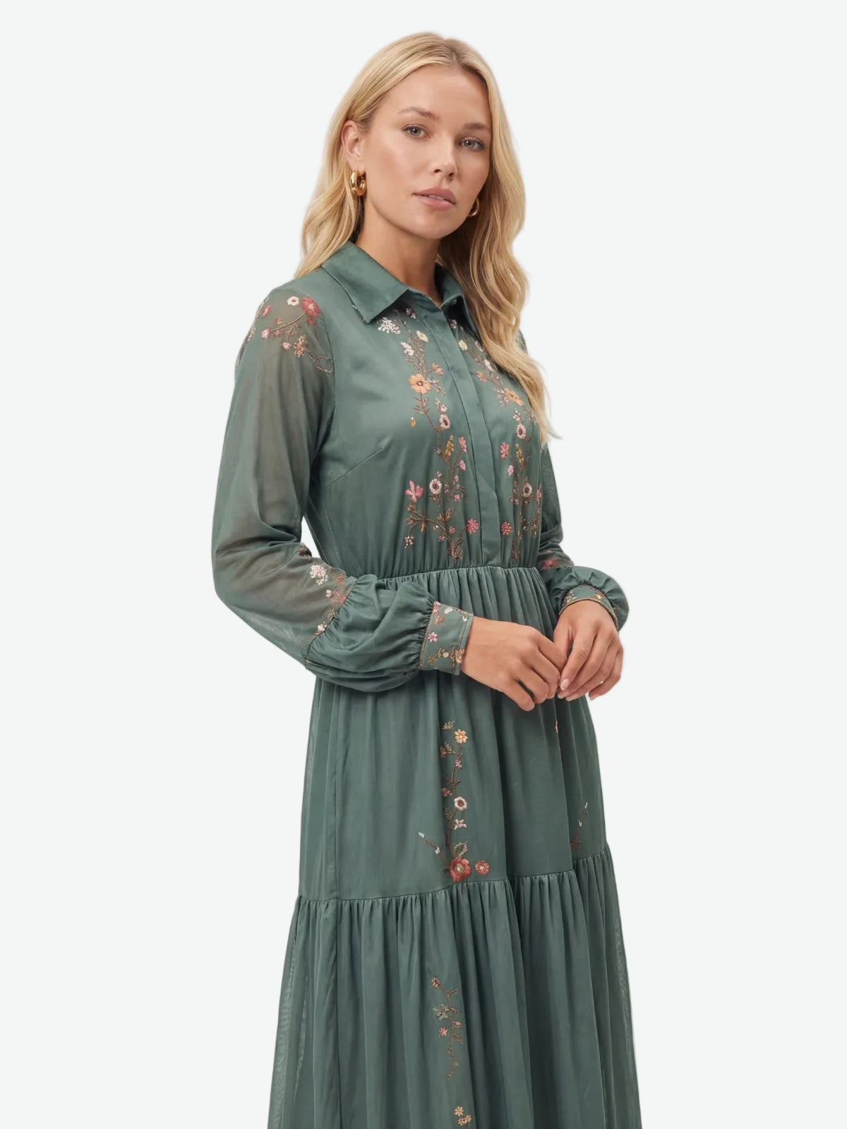 Eliza Floral Embroidered Maxi Dress