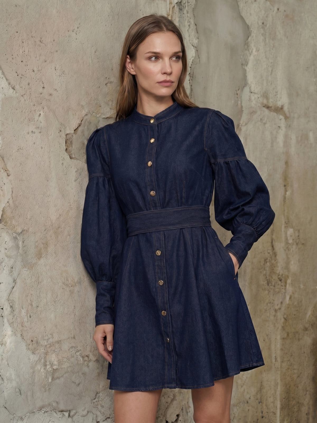 Esme Denim Puff Sleeve Mini Dress