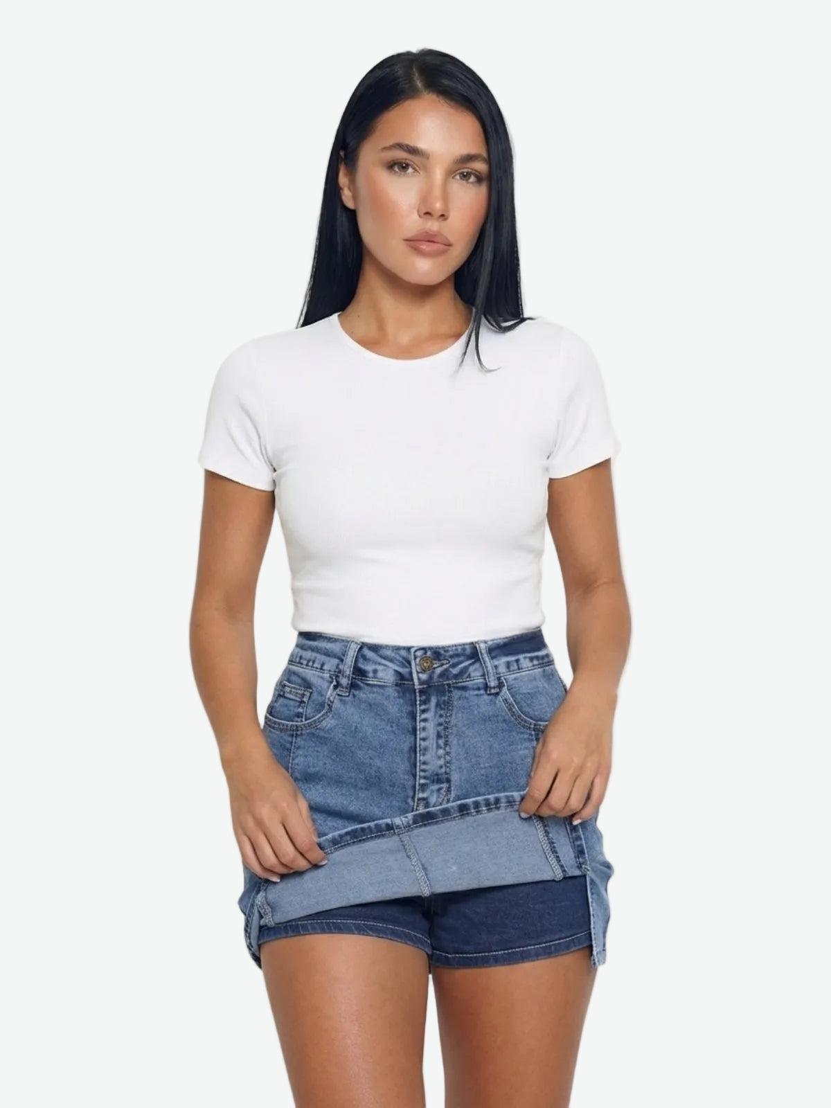 High Waist Denim Mini Skirt