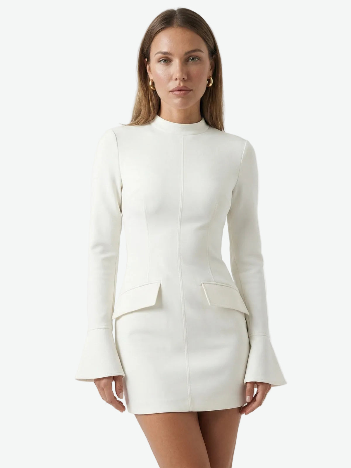 Leni Mock Neck Flare Mini Dress