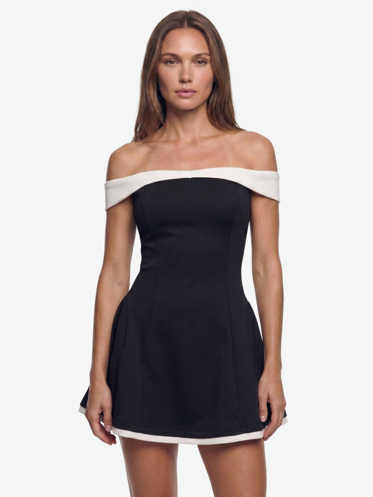 Nova Contrast Flare Mini Dress