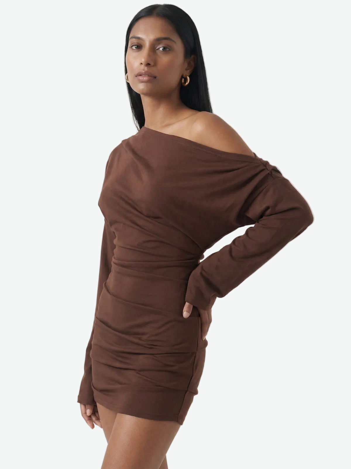 Off-Shoulder Draped Mini Dress