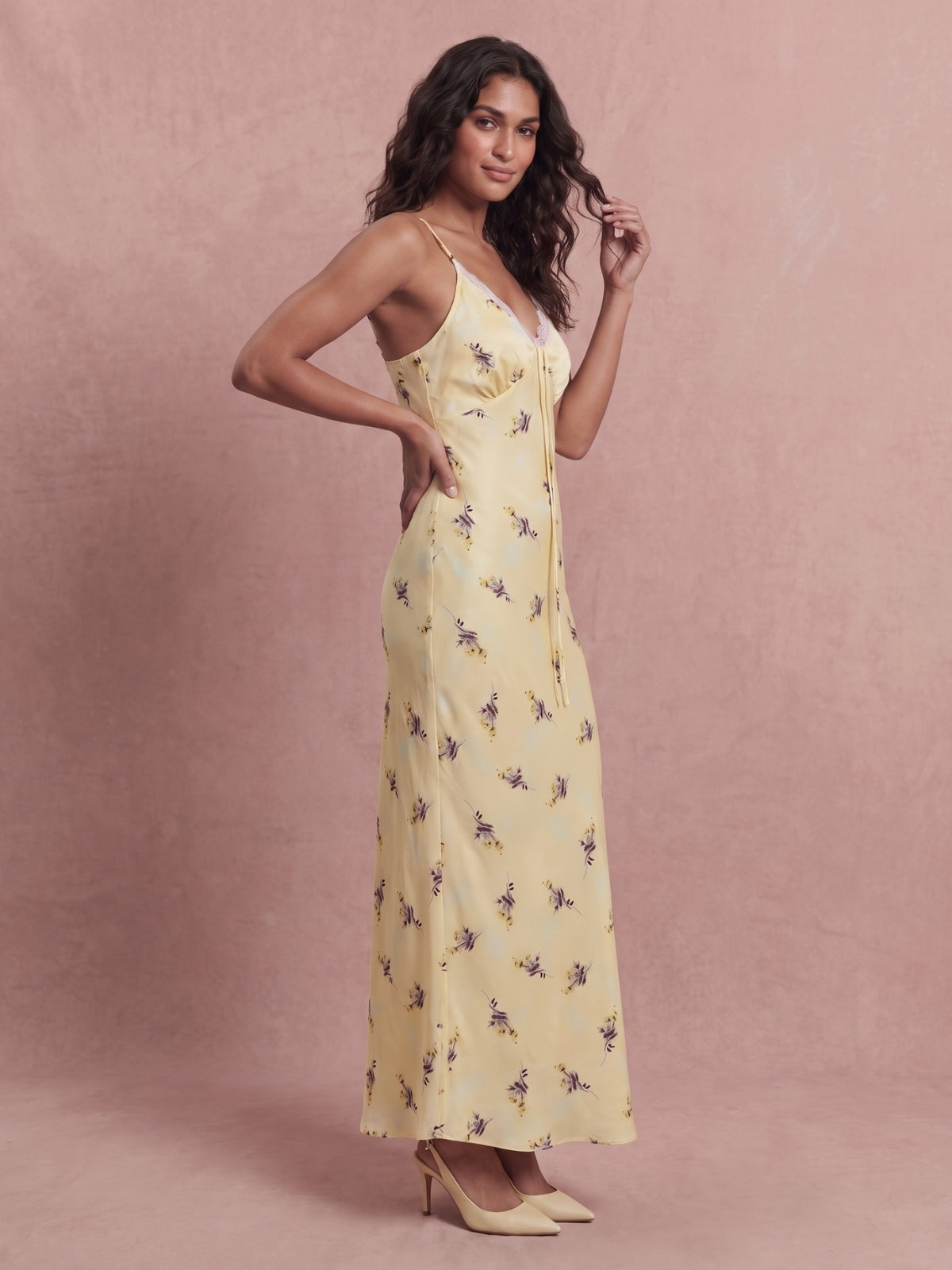 Seraphine Floral Satin Maxi Dress