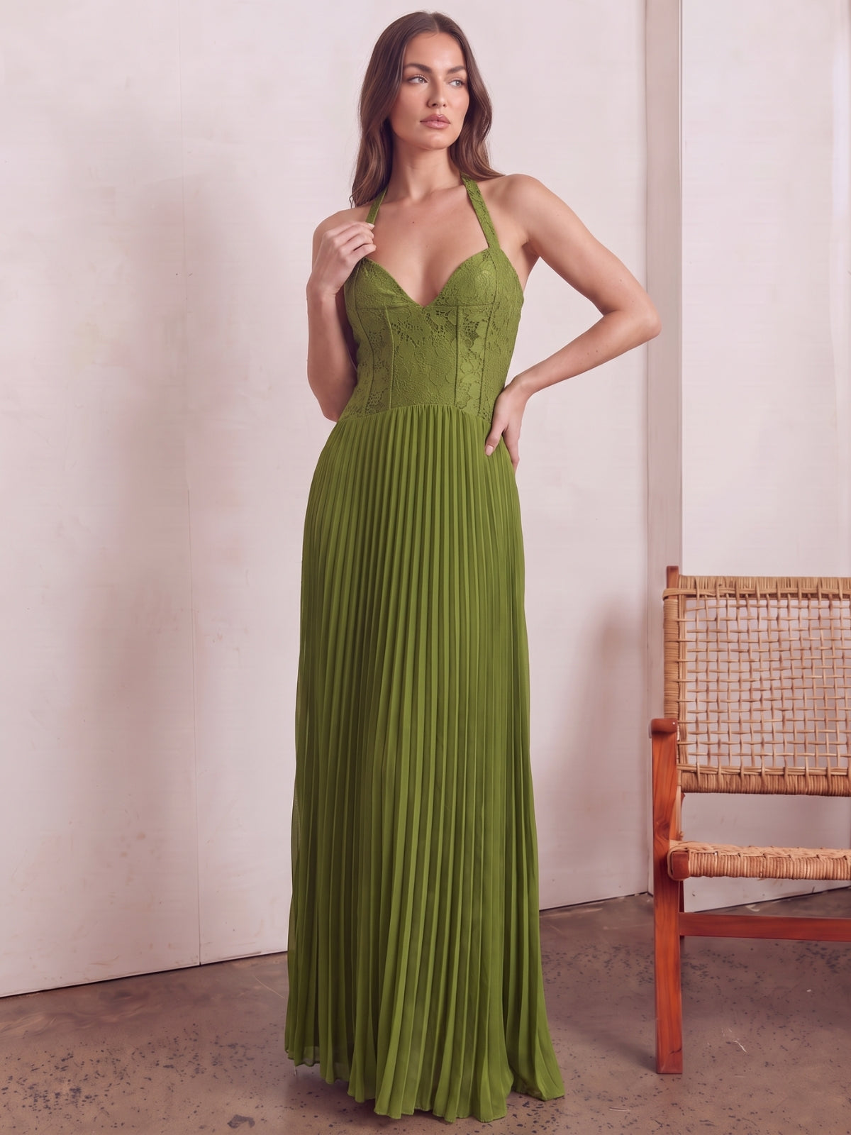 Vivienne Lace Halter Maxi Dress